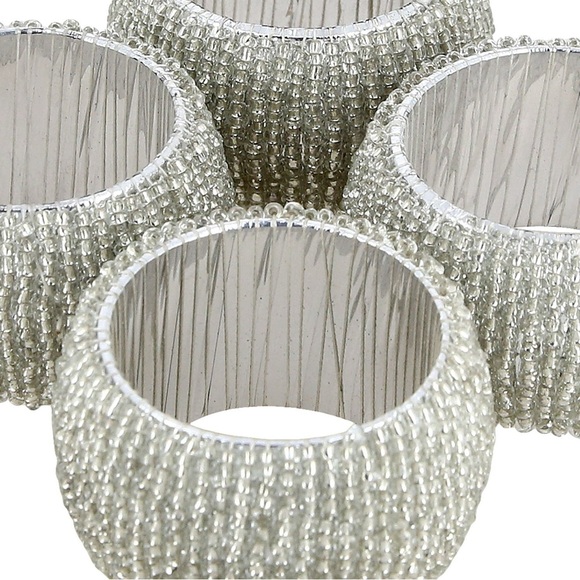 NEW Textured Silver Napkin Rings Set - Picture 2 of 9
